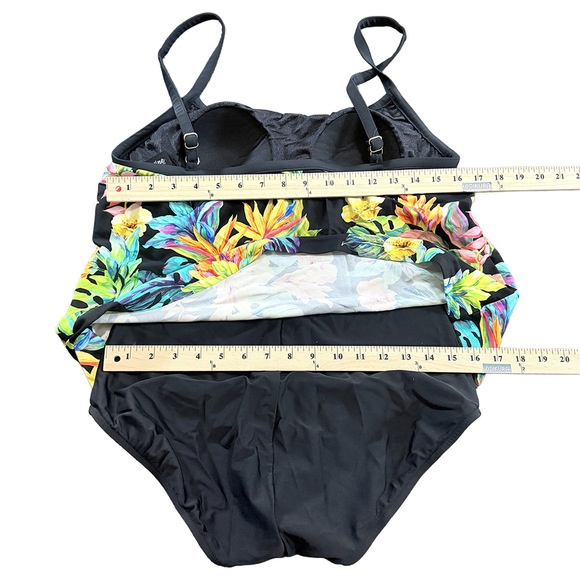 Maxine of Hollywood Full coverage tummy control one piece tropical swimwear one - Picture 3 of 8